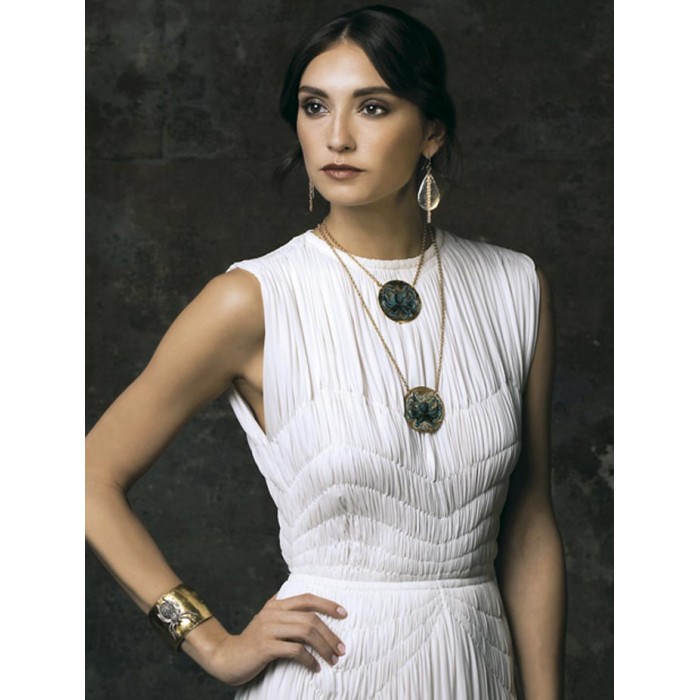 Delia Medium TD Silver Earrings with Gold Chain