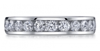 18k White Gold Standard Channel Set Eternity Band W/28r Diamonds = 1.62ct