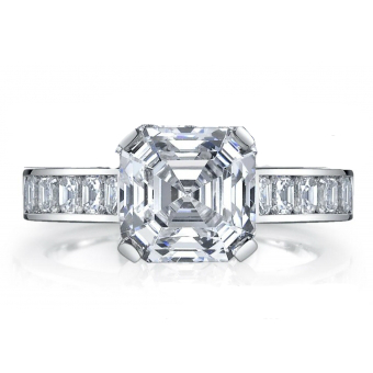 Channel Set Ring For Asscher Smart Semi Mount Set Eternity Size 6 20a=2.29ct