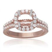 14k Rose Gold Ladies Diamond Semi-Mount W/Halo Size 6.5 62r=0.77ct