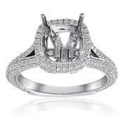 14k White Gold Ladies Diamond Semi-Mount W/Halo Size 6.5 228rd=0.91ct