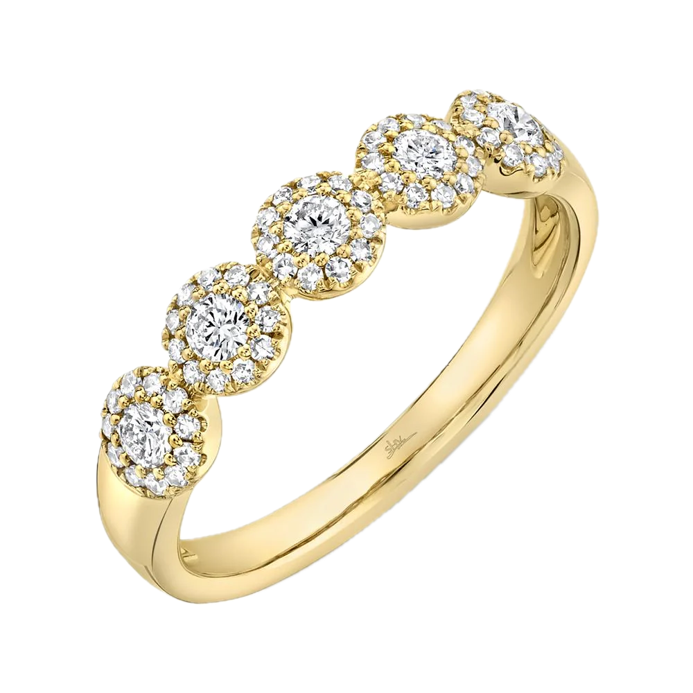 Eden 14k Yellow Gold 5 Diamond Halo 0.40cts Straight Line Band