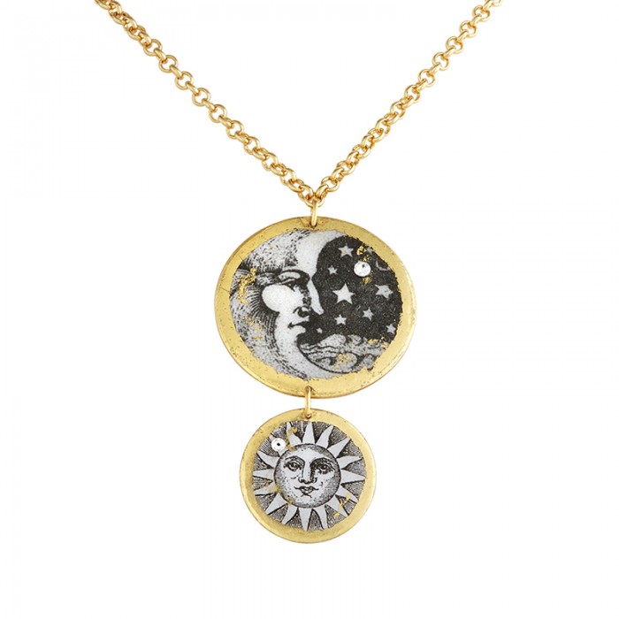 Moon & Sun Double Disc Necklace