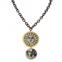 Sun & Moon Double Disc Necklace W/Gunmetal Chain