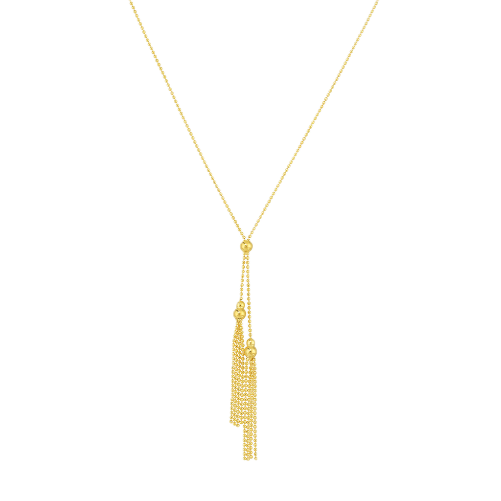 14k Double Bead Tassel Neck 18in