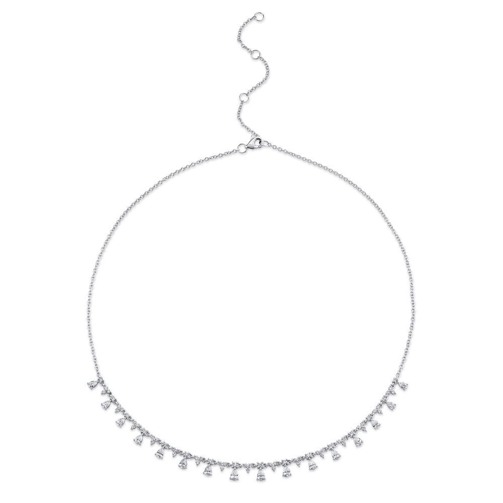 14k Pear Shape & Round Diamond Necklace
