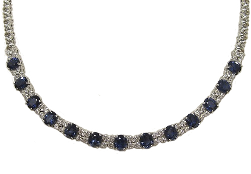18k White Gold Sapphire & Diamond Necklace
