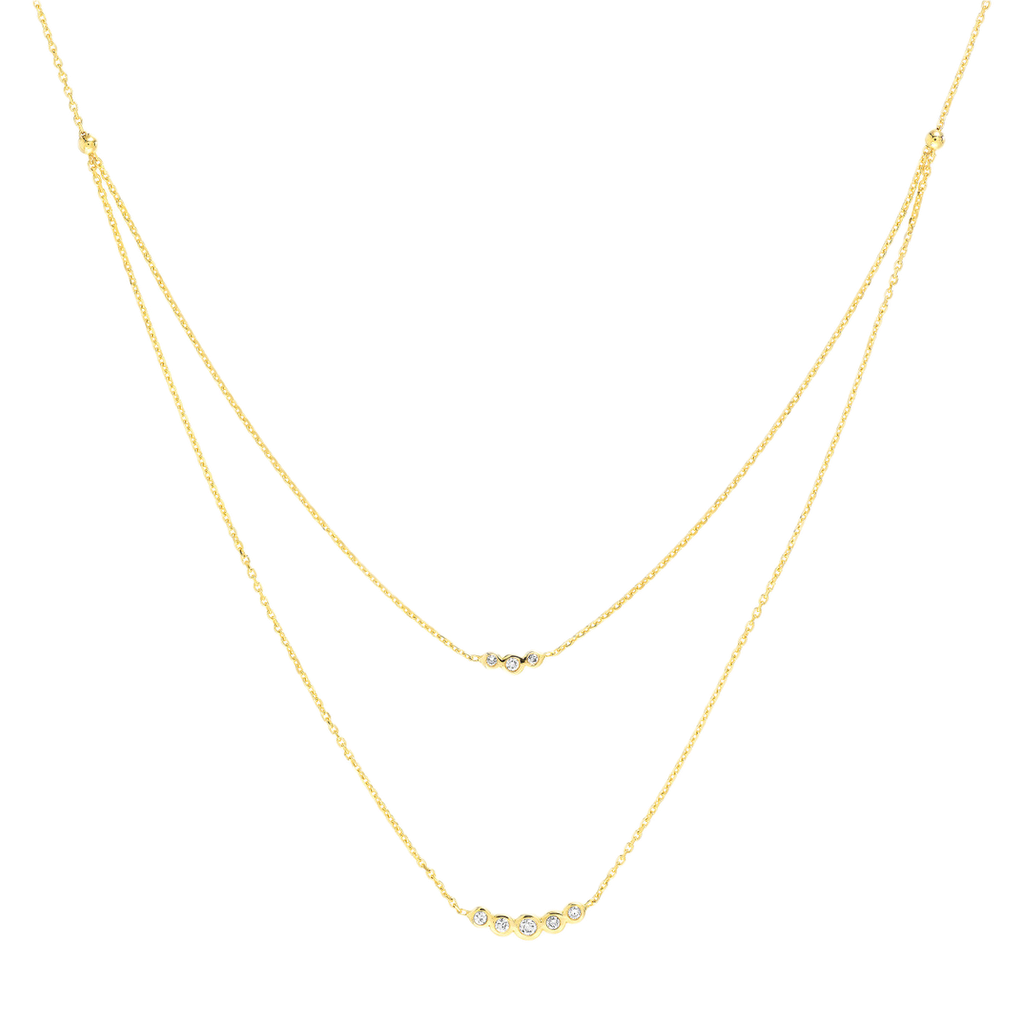 8 Diamond 1/8tcw Fancy Adj Double Strand Neck