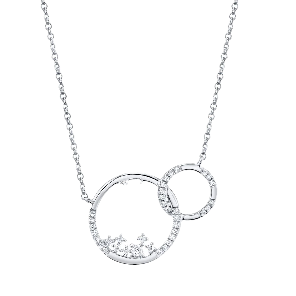 Kate 14k White Gold 2 Size Diamond 0.15cts Circle Horizontal Necklace
