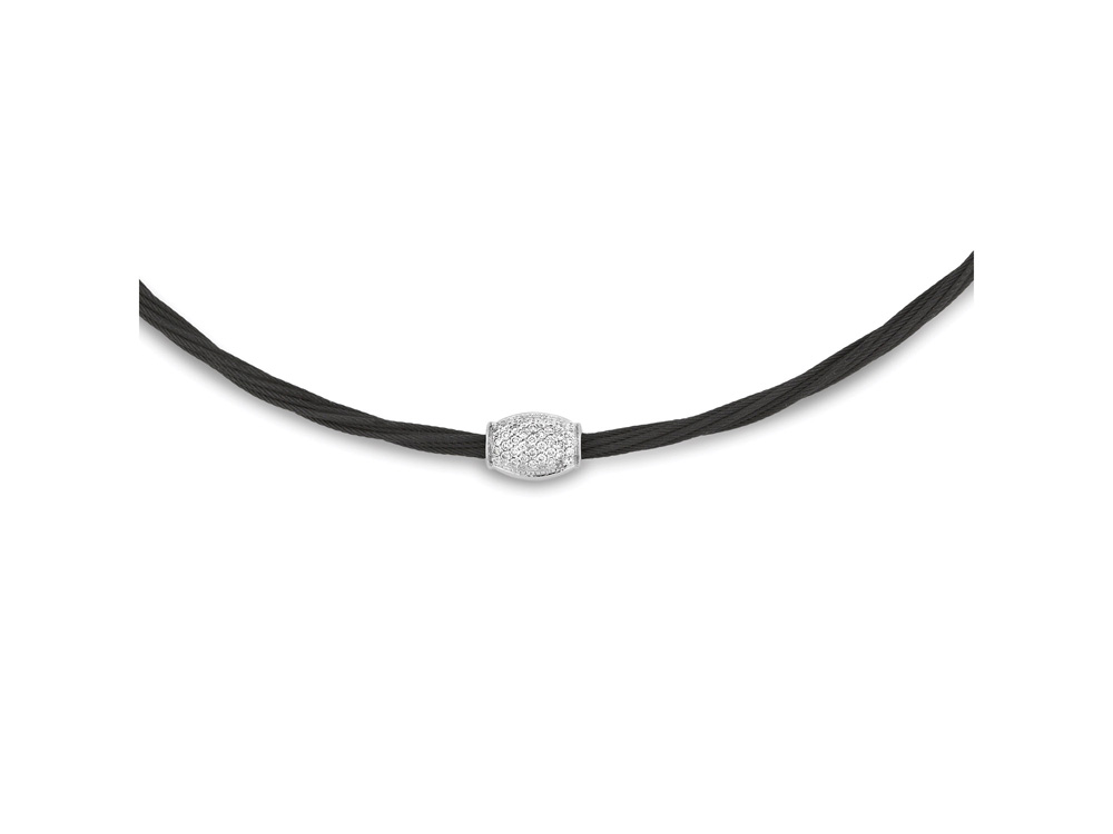 Necklace 18k White Gold & Ss & Black Cable, Large