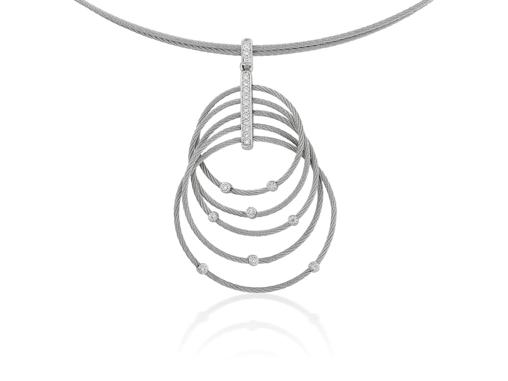 Necklace 18k White Gold & Ss & Ss Cable 17.5 In