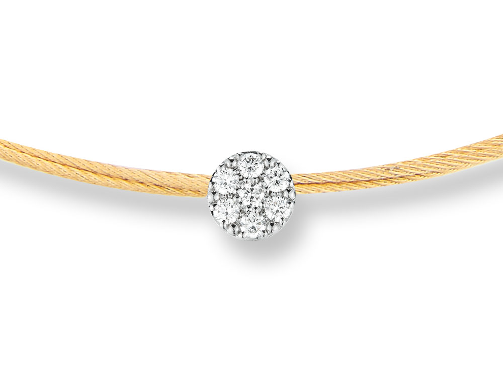 Necklace 18k White Gold & Ss & Yellow Cable 13in