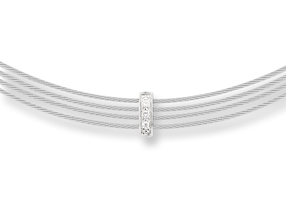 Necklace 18k White Gold & Ss Cable 13in