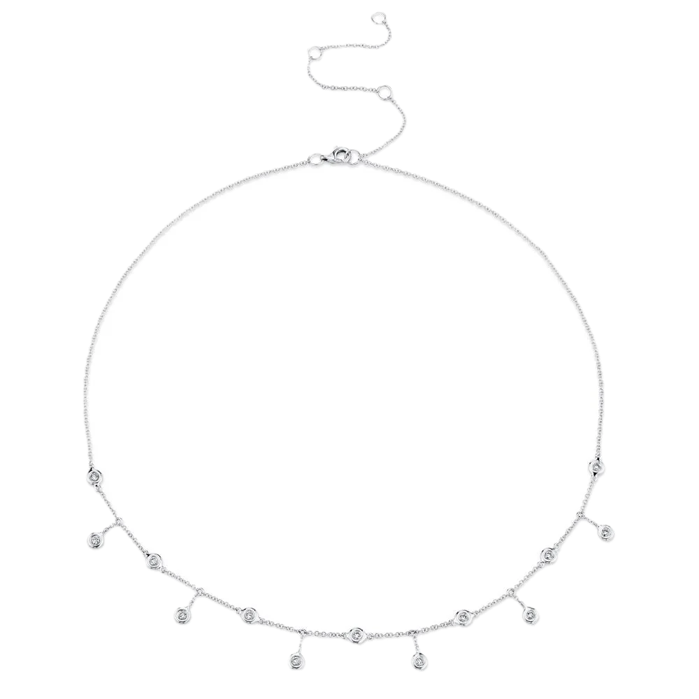 Shy Creation 14k White Gold Rain Drop Necklace 0.34cttw