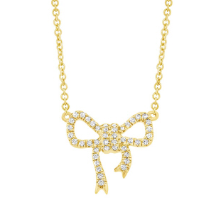 Shy Creation 14k Yellow Gold Diamond Bow Neck