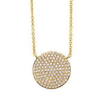 Shy Creation 14k Yellow Gold Diamond Pave Circle Neck