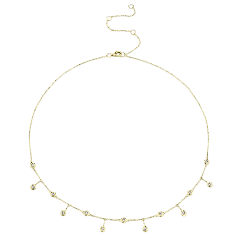 Shy Creation 14k Yellow Gold Rain Drop Necklace 0.34cttw