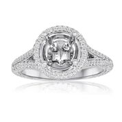14k White Gold Ladies Diamond Semi-Mount 232rd=0.83ct Size 6.5