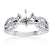 14k White Gold Ladies Diamond Semi-Mount Size 6.5 66rd=0.31ct