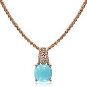 14k Rose Gold Turquoise & Diamond Pendant & Chain