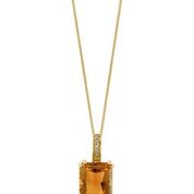 14k Yellow Gold Octagon Citrine Pendant & Chain