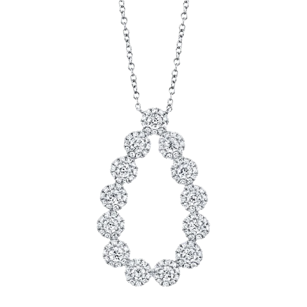 Eden Collection 14k White Gold Large Teardrop Diamond Pendant 0.80ct