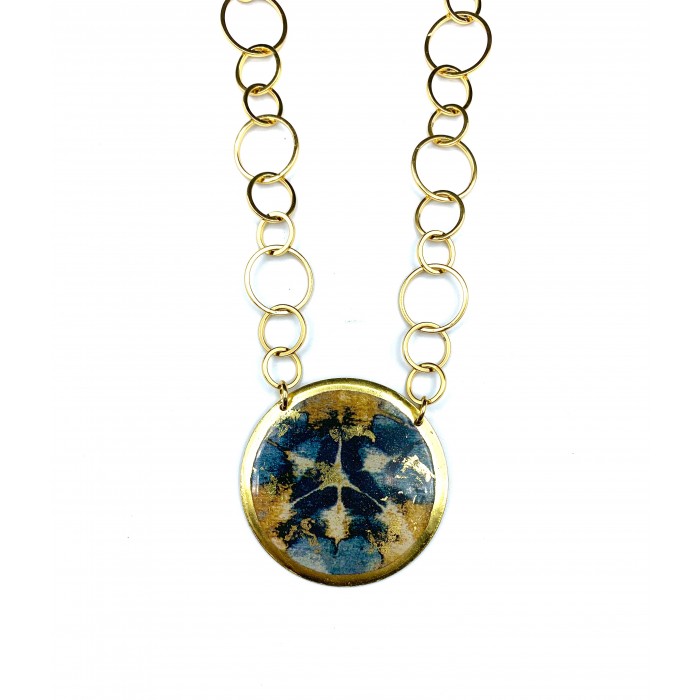 Navy & Gold Batik Pendant