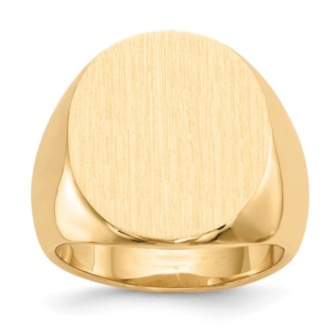 14k 19.5x17.5mm Closed Back Men's Signet Ring