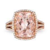 14k Rose Gold Cushion Morganite & Diamond Ring