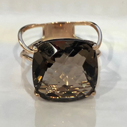 14k Rose Gold Cushion Smokey Quartz Ring