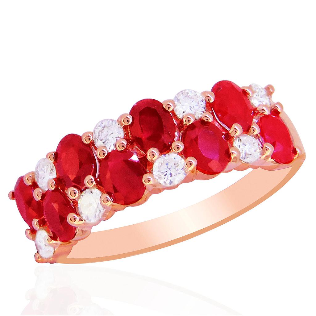 14k Rose Gold Precious Gem & Diamond Checkerboard Band