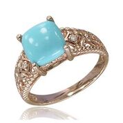 14k Rose Gold Turquoise & Diamond Ring