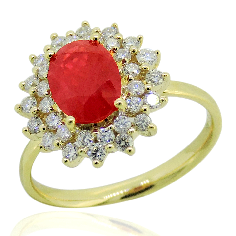 14k White Gold Precious Gem & Diamond Ring