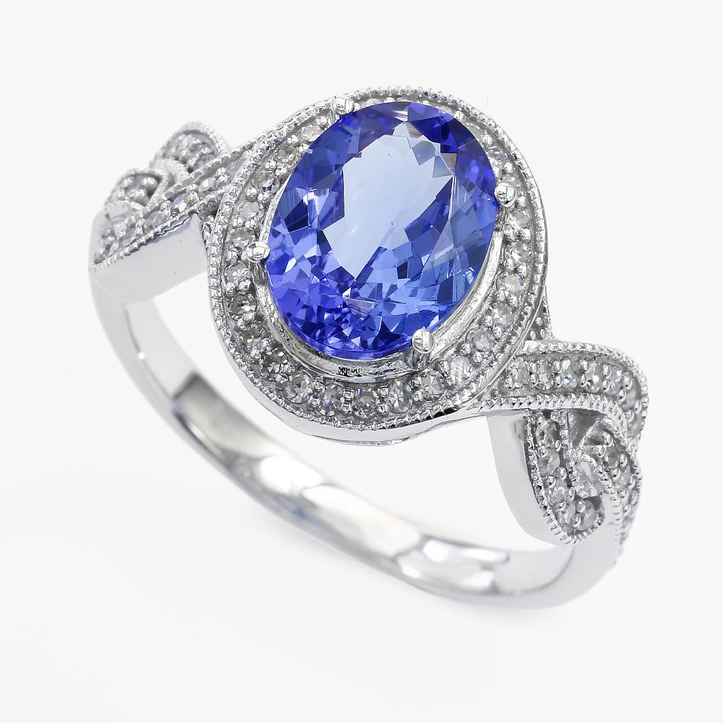 14k White Gold Tanzanite & Diamond Ring