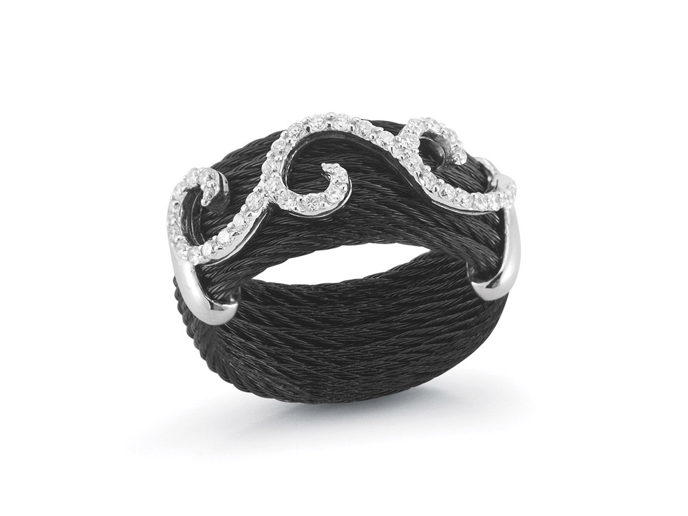 Ring 18k White Gold & Ss & Black PVD Size 7