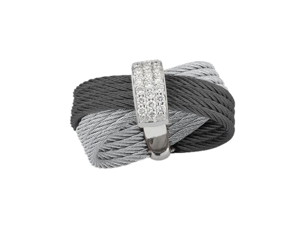 Ring 18k White Gold & Ss & Black PVD Size 7