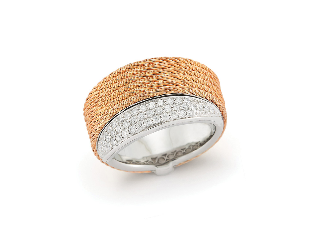 Ring 18k White Gold & Ss & Rose PVD Size 7