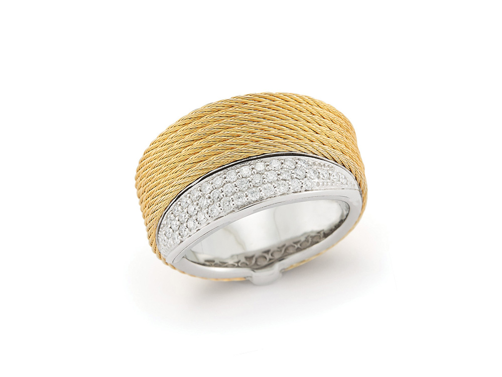 Ring 18k White Gold & Ss & Yellow PVD Size 7