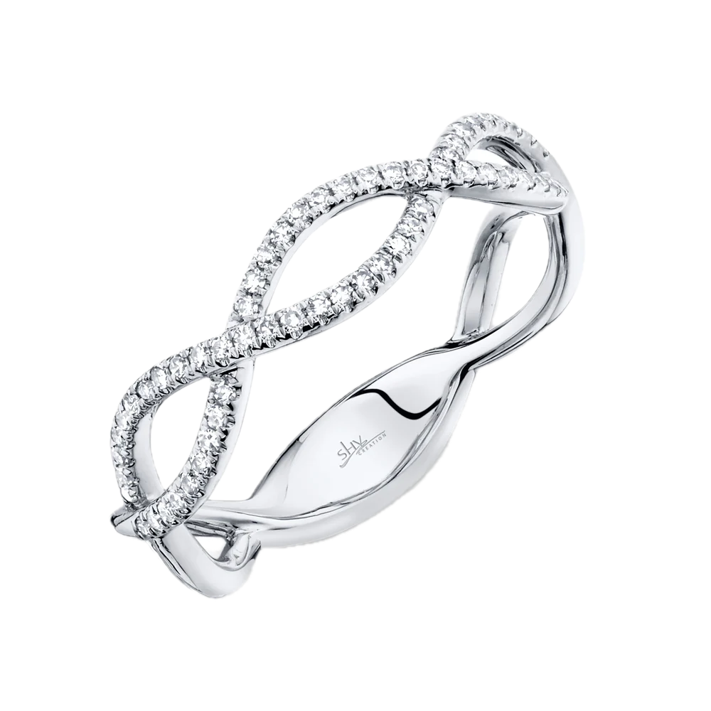 Shy Creation 14k White Gold Infinity Diamond Ring 0.19cttw