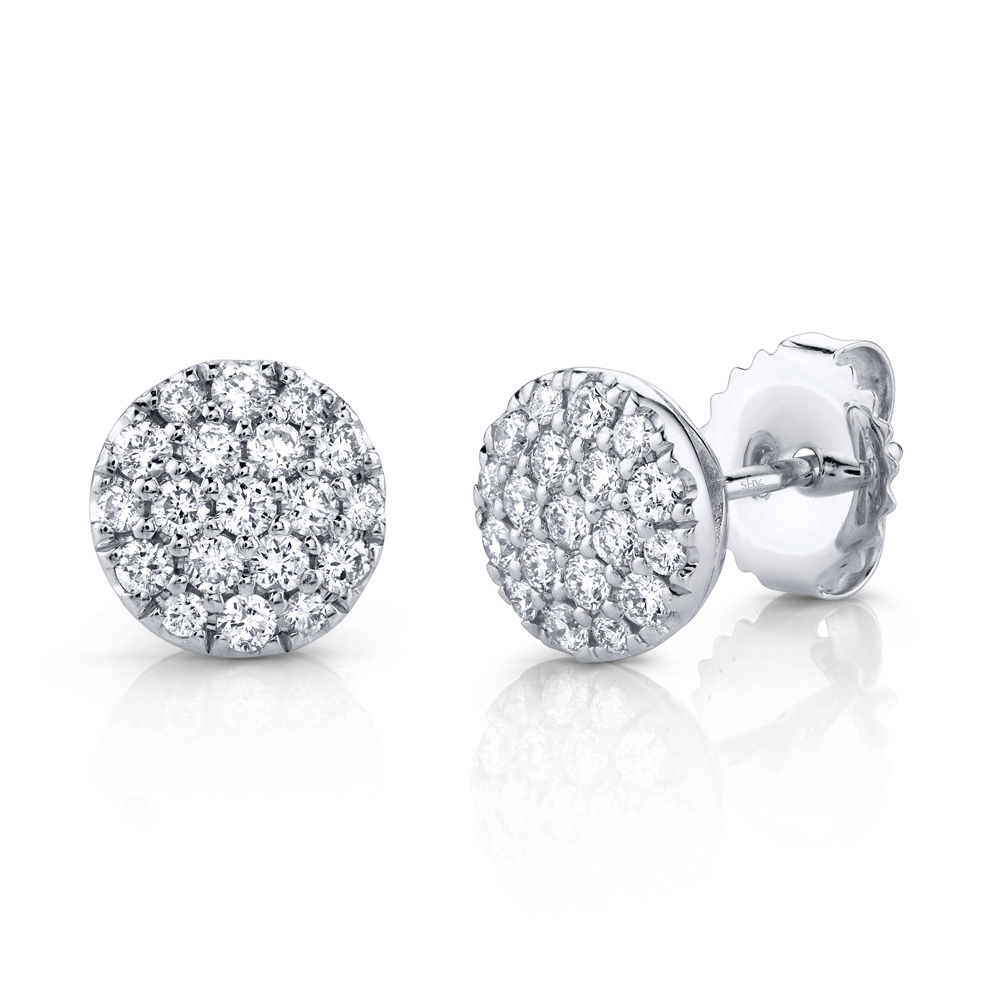 0.48ct 14k Diamond Pave Circle Stud Earring