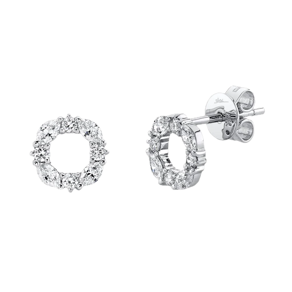 Diamond Circle Stud Earrings