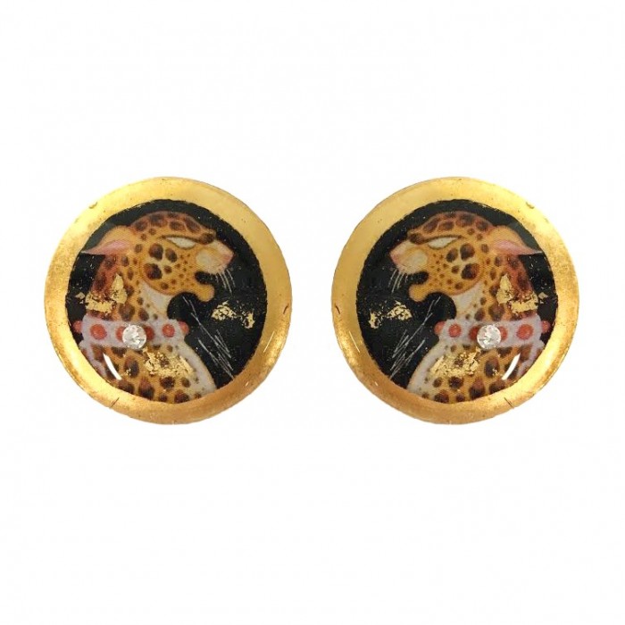 Erté Leopard Stud Earrings