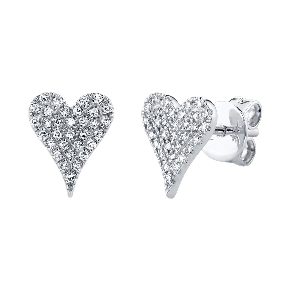 Kate Collection 14k Diamond Pave Heart Stud Earring 0.14ct