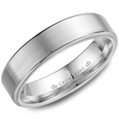 14k White Gold Brushed Wedding Band