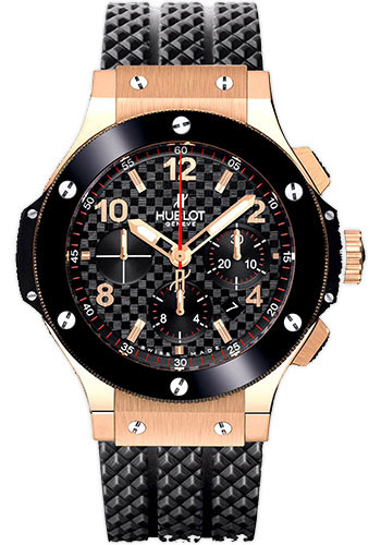 Hublot Big Bang 18k Rose Gold Chrono 44m On Black Rubber Strap