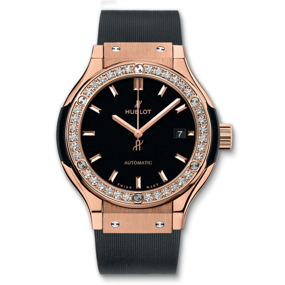 Hublot Classic Fusion Ladies 33m King Gold W/Diamond Bezel & Date @ 3:00