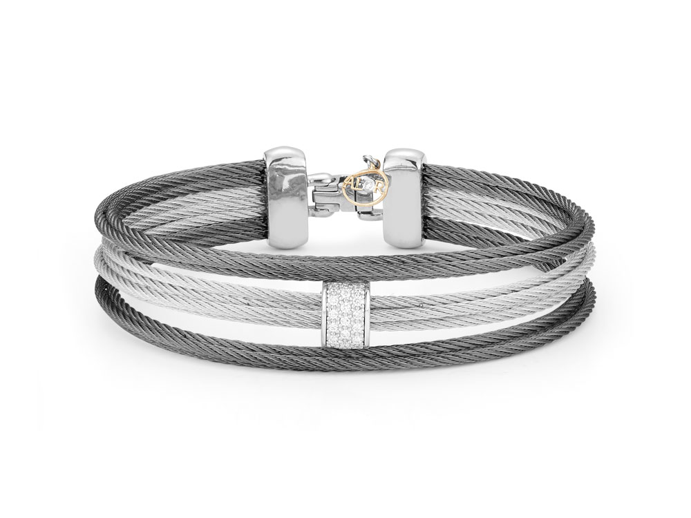 18k White Gold & Ss Grey Pvd