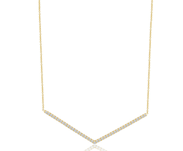 18k Yellow Gold Chevron Neck W/.40ct Diamonds