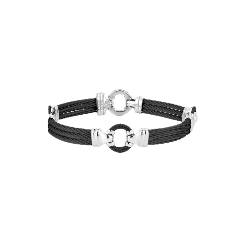 Men Brac-18kt/ Ss W/Black PVD Ss Cable Size 8