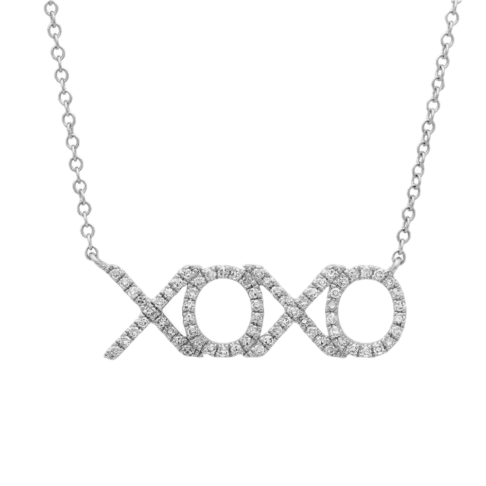 Shy Creation 14k White Gold Diamond Xoxo Neck